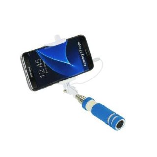 Mini Selfie Stick monopod blau für iOS & Android mit 3,5mm Audio Anschluss