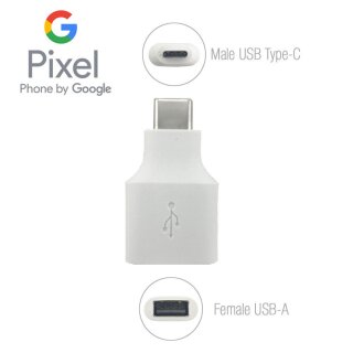 Original Google Pixel USB-C to USB-A Adapter White BULK