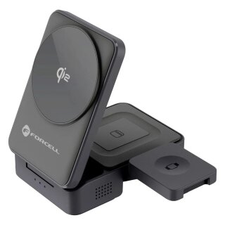 Forcell Qi2 3in1 Wireless Charger Flex Pro USB-C Black