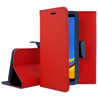 Fancy Book Case Red Navy für Samsung Galaxy A7 2018