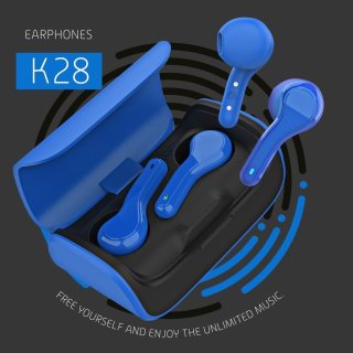 QUOA K28 Bluetooth 5.0 Stereo Earphones blau
