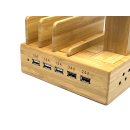 Bamboo Charging Station mit 5x USB Anschluss (2x 2.4A 3x...