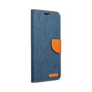 Canvas Book Case dunkelblau für Samsung Galaxy A52 LTE / A52S / A52 5G