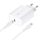 Forcell Wall Charger 25W USB-C + USB C Cable 3A Quick Charge 4.0
